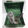 Image 1 : GREEN DCOR CHEST WITH SILVER PLATE SPOONS,