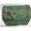 Image 2 : GREEN DCOR CHEST WITH SILVER PLATE SPOONS,
