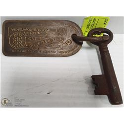 VINTAGE STYLE 'HOTEL PARIS' BROTHEL KEY AND TAG