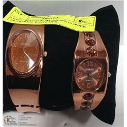 2 NEW WANJUE WOMEN'S COPPER COLOURED WATCHES