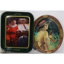 TWO VINTAGE COCA COLA TRAYS