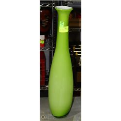 TALL ART GLASS VASE. 21" TALL
