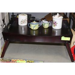 ESPRESSO SWRVING TRAY WITH ASSORTED CHINA, HAS