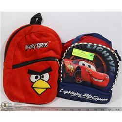 ANGRY BIRDS BACKPACK SOLD WITH LIGHTNING MCQUEEN