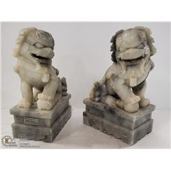 PAIR OF ALABASTER FOO DOGS 7" TALL