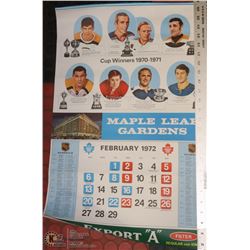 1970/71 NHL  TROPHY WINNERS CALENDAR EXPORT "A"