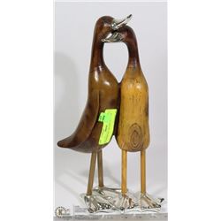 WOOD/METAL" DUCKS" FIGURINE