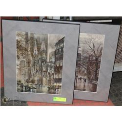 FRAMED ART- N.Y. CITYSCAPES- SET OF 2- 20" X 16"