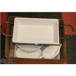 ASSORTED LOT OF WHITE SERVINGWARE