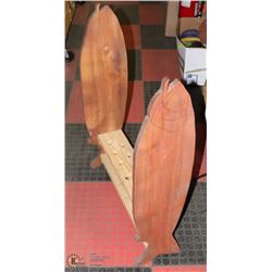 WOODEN RACK FOR HOLDING 14 FISHING RODS