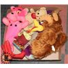 Image 1 : TRAY OF VINTAGE STUFFED ANIMALS, TIN DUCK