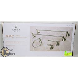 NEW LANDIA HOME 5PC BATH SET SATIN NICKEL FINISH