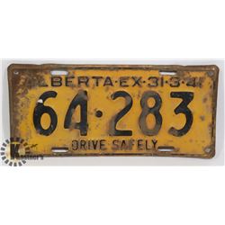 1940 ALBERTA LICENSE PLATE