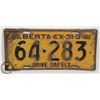 Image 1 : 1940 ALBERTA LICENSE PLATE