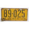 Image 1 : 1929 ALBERTA LICENSE PLATE