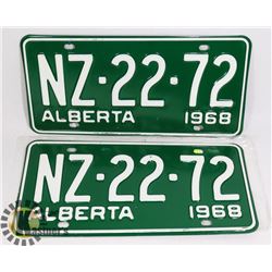 PAIR OF NEW UNUSED 1968 ALBERTA LICENSE PLATES