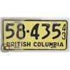 Image 1 : 1943 BRITISH COLUMBIA LICENSE PLATE