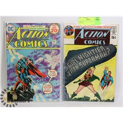 2 VINTAGE ACTION COMICS #395, 440 50YR OLD