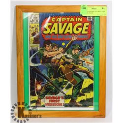 CAPTAIN SAVAGE #14 1960'S COMIC BOOK IN FRAME