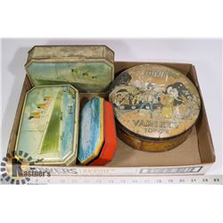 FLAT OF VINTAGE TINS  (5PCS)