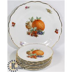 SET OF 6 'BAVARIA' GIFT EDGED FRUIT PLATES +