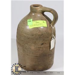 ANTIQUE BROWN WHISKEY STONEWARE CROCK, 10" TALL