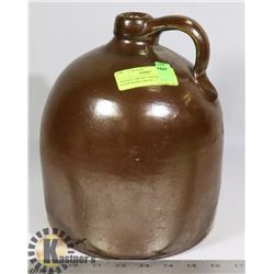 ANTIQUE BROWN WHISKEY STONEWARE CROCK, 11" TALL