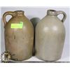 Image 1 : LOT OF 2  ANTIQUE BROWN WHISKEY STONEWARE CROCKS