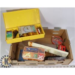 FLAT OF ASSORTED FISHING HOOKS IN CONTAINERS