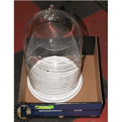 HEAVY GLASS DISPLAY DOME WITH WHITE BASE