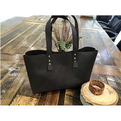 HANDMADE REAL LEATHER TOTE AND UPCYCLED BRACELET