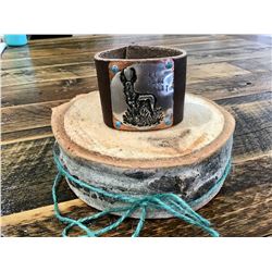 ARTISAN LEATHER, COPPER, SILVER CUFF BRACELET