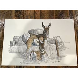 IKE*FOUST CHARCOAL AND WATERCOLOR ANTELOPE PRINT