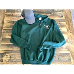 FOREST GREEN QUARTER ZIP SWEATSHIRT WITH COORDINATING BERETTA CAP - SIZE 2X