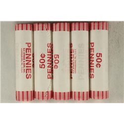 5-50 CENT ROLLS OF 2010-D SHIELD LINCOLN CENTS