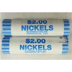2-$2 ROLLS OF 2011 P & D JEFFERSON NICKELS