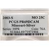 Image 3 : 2003-S MISSOURI SILVER QUARTER PCGS PR69 DCAM