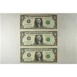 3-2003-A $1 FRN'S LOW CONSECUTIVE SERIAL 'S UNC