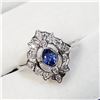Image 2 : 14K WHITE GOLD NATURAL BLUE SAPPHIRE (0.33CT) & DIAMOND (0.14CT) RING