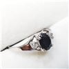 Image 2 : 10K WHITE GOLD  SAPPHIRE (0.4CT) & DIAMOND (0.05CT) RING