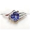 Image 1 : 10K WHITE GOLD TANZANITE (0.95CT) & DIAMOND (0.05CT) RING