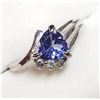 Image 2 : 10K WHITE GOLD TANZANITE (0.95CT) & DIAMOND (0.05CT) RING