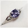 Image 2 : 14K WHITE GOLD TANZANITE (0.8CT) & DIAMOND (0.06CT) RING