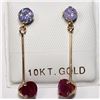 Image 1 : 10K YELLOW GOLD TANZANITE(0.55CT) & RUBY (0.52CT) EARRINGS