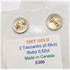 Image 3 : 10K YELLOW GOLD TANZANITE(0.55CT) & RUBY (0.52CT) EARRINGS