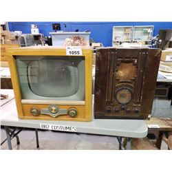 CIRCA 1950'S CROSLEY TUBE TV & VINTAGE RADIO