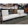 Image 2 : 2 VINTAGE WHITE CHROME SOFA & LOVE SEAT CIRCA 1950'S MISSING 2 CUSHIONS