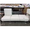 Image 3 : 2 VINTAGE WHITE CHROME SOFA & LOVE SEAT CIRCA 1950'S MISSING 2 CUSHIONS