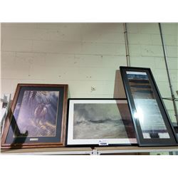 3 ASSORTED FRAMED WALL ART