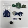 Image 1 : 2 CUBIC ZIRCONIA 64.90CT, NATURAL GARNET 52.20CT, 2 JADE 85.70CT, LAPIS LAZULI 103CT, 2 SODALITE